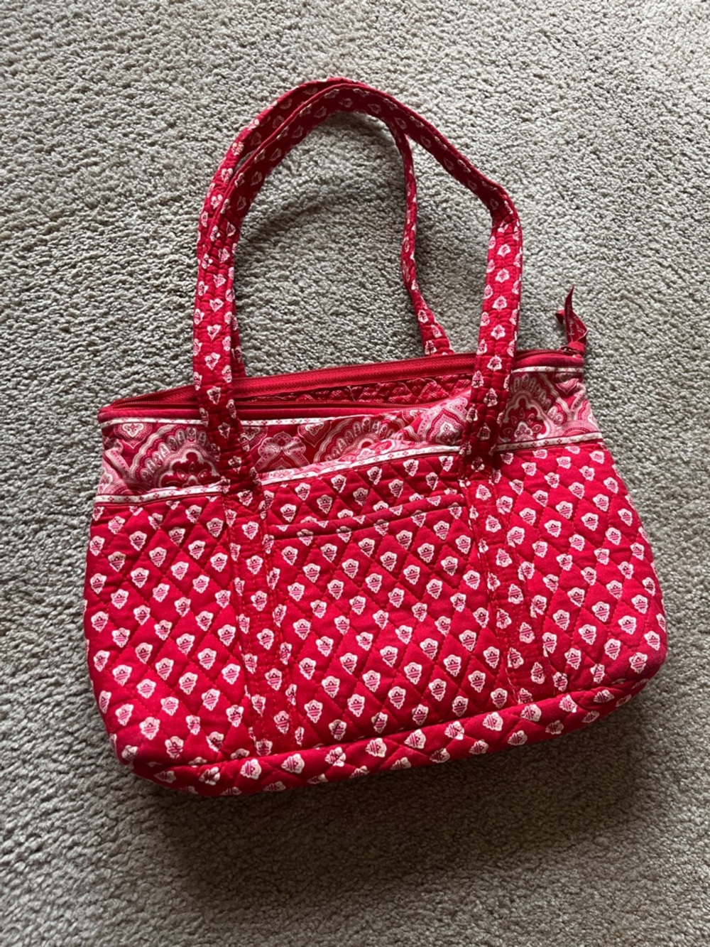 Vera Bradley Quilted Red Patterned Tote Bag
